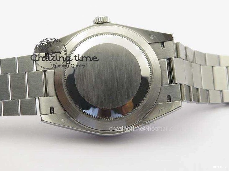 MiroTime 0508 Stretchable DayDate 40mm BP-Maker 228206 SS Green Roman Dial (Fluted Bezel) On SS Bracelet ETA 3904